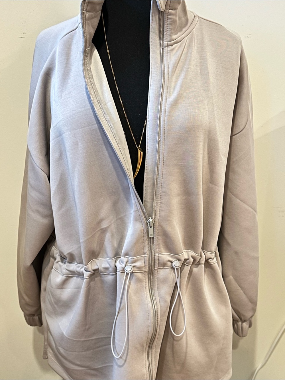 All In Motion Beige Cinch Waist Zip Up Jacket XXL